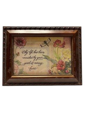 Cottage Garden Wooden Music Jewelry Box Some wear see photos